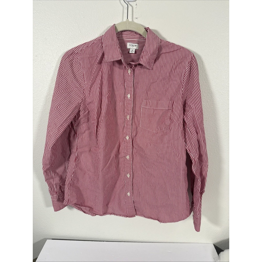 j crew Women's‎ Button Front Red Stripe M Z1